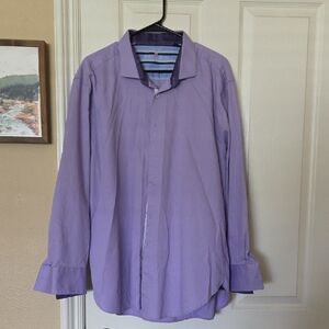 Michelsons London Purple Stretch Button Down Shirt